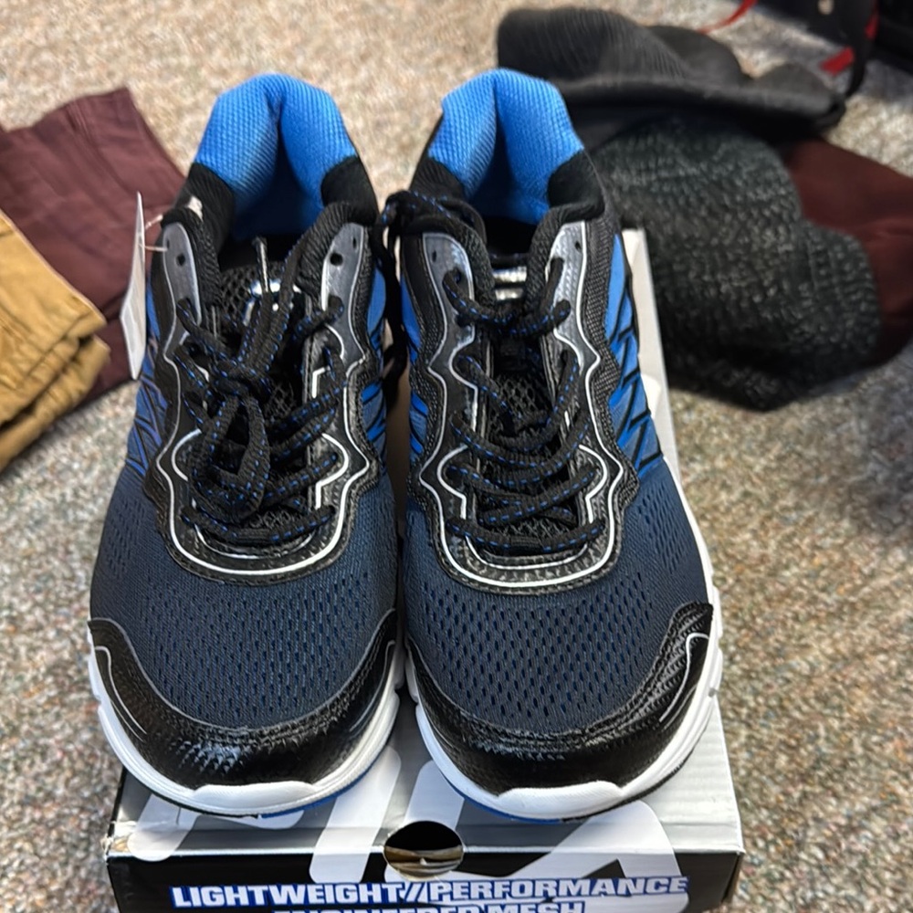 Blue and Black Athletic Shoes